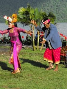 Bali traditional dance joged beratan lake