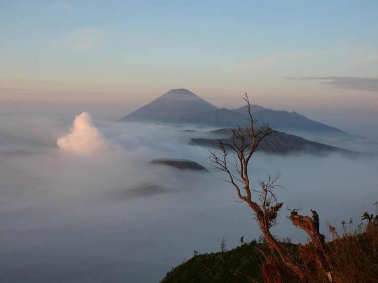 Bromo volcan Java brouillard
