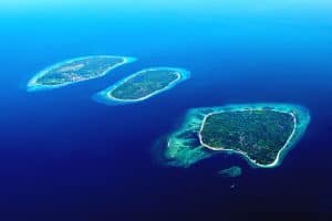 iles Gili vue du ciel Trawangan Meno Air