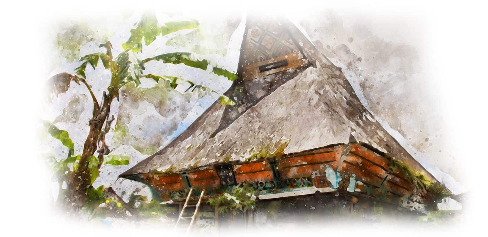 Sumatra Batak maison traditionnellle design